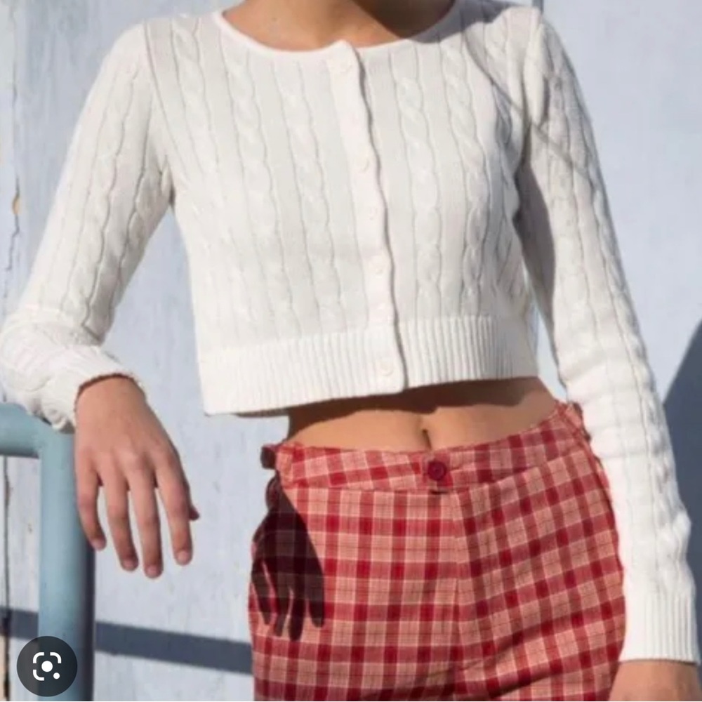 Brandy Melville White Athelia Knit Sweater/Cardigan
